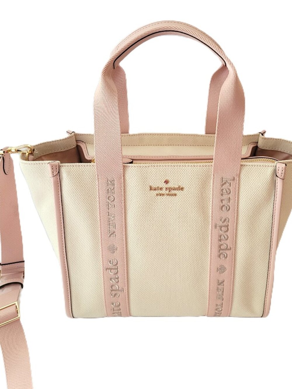 Kate Spade KG767 Kip Canvas Small Tote Crossbody Handbag Rose Smoke Multi